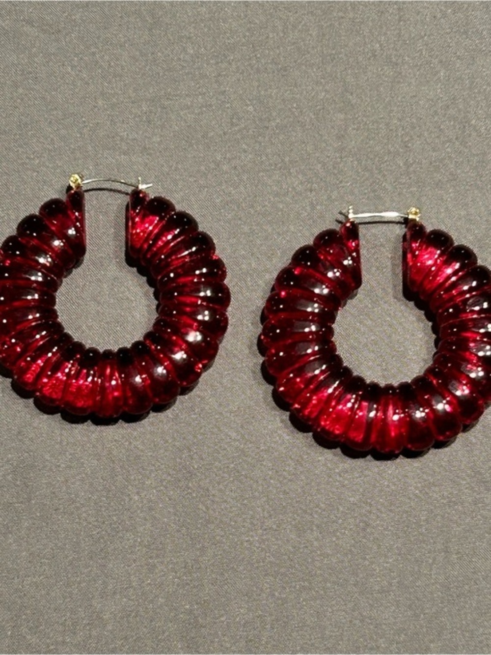2” Plum Acrylic Textured Hoop Earrings